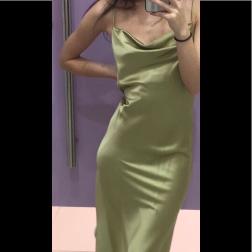 Satin cowl neck slip dress